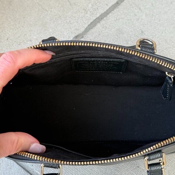 COACH MINI SIERRA DOME CROSSGRAIN LEATHER SATCHEL CROSSBODY BAG Black Leather - Picture 13 of 15